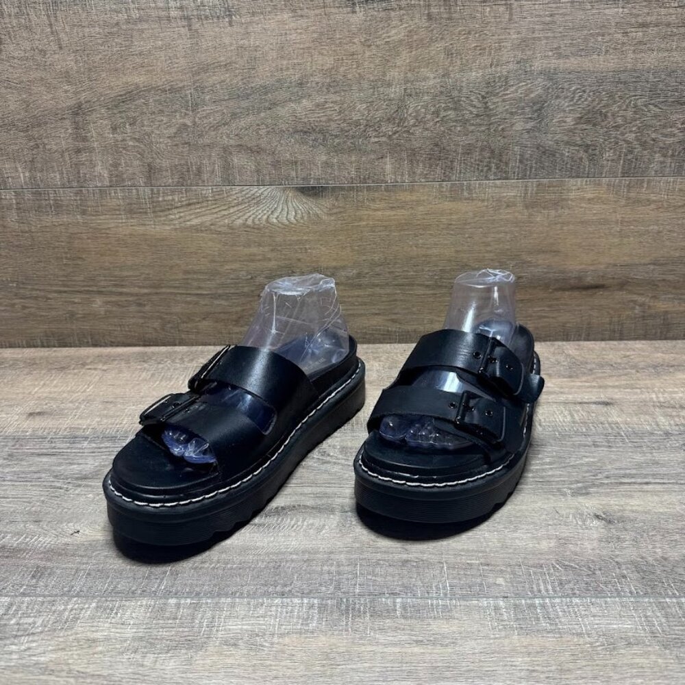 Madden Girl Dizzy Black Platform Slide Sandals Women's Size 11
